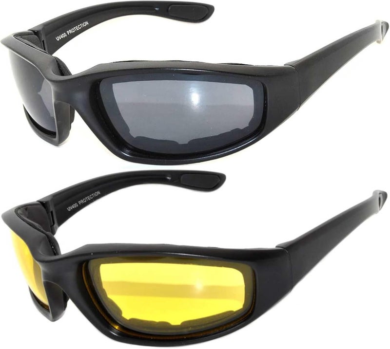OWL Motorcycle Riding Sport Sunglasses Assorted Color Multipacks, Unisex Foam Padded Wind Blocking Glasses UV400 Protection - Image 1